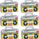 6 PCS Inflatable Boombox - 80s 90s Party Supplies Decorations Inflatable Boom - Rappers Hip Hop B-Boys Costume Accessories (16.5 Inches)