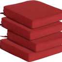 Goodgoods 19.5 x 20 Outdoor Chair Cushions Set of 4, Fade-Resistant & Water-Resistant Patio Seat Cushion Pads with Ties, 30D High-Resilience Foam for Dining Room Kitchen Chairs, Chili, 19.5"x20" 4pcs