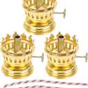 Brass Kerosene Oil Lamp Burner: Kerosene Oil Lamp Parts Brass Plated Chimney Holder 3Pcs Replacement Burner Threaded Base for Antique Lamps