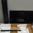 TAVR Universal Floor TV Stand Base for 32-75 Inch TVs up to 110 Lbs with Swivel Height Adjustable Mount, Black Tempered Glass Base for Media Storage and Space Saving