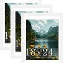 Picrit 18x24 Picture Frame 3 Pack, White Poster Frame, Display Poster 16 x 20 with Mat or 18 x 24 without Mat for Horizontal or Vertical Wall Mounting