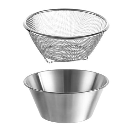 Berry Baskets, Mini Strainer with Bowl, Stainless Steel Can Colander Small Container for Berries, Strawberry, Grape, Cherry, Dishwasher Safe