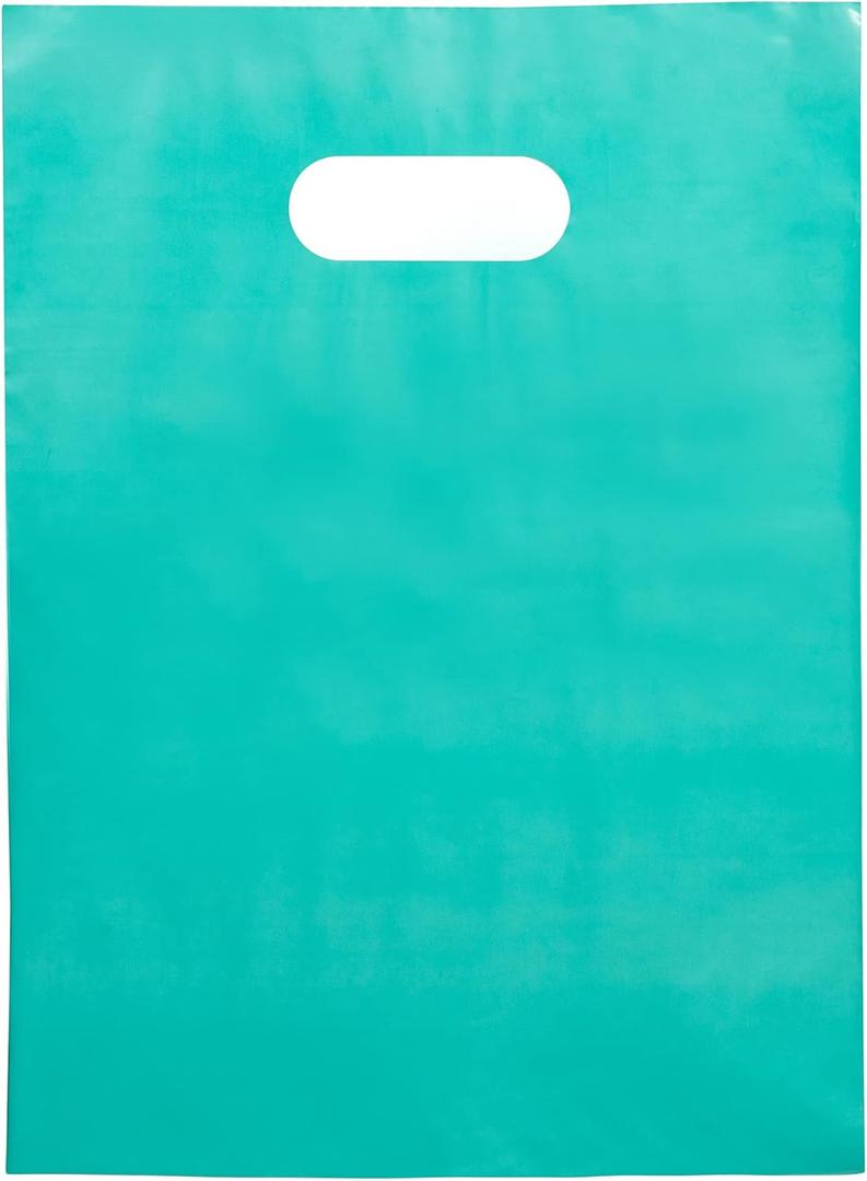 100 Teal Bags for Small Business 9"x12" Perfect For Merchandise And Retail Extra Thick 1.5Mil Glossy Thank You Bags With Handles