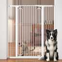 keny 51" Extra Tall Pet Gate, 29.7"-46" Wide Adjustable Cat Gate for Doorway, Hallway, Stairs, Auto-Close & Pressure Mounted, No Drilling, White