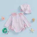 ZyHwShine Toddler Girl Swimsuit Strawberry One Piece Swimsuit Romper with Hat Girl Bathing Suit Kids Girl Beach Rash Guard (12-18 Months, Pink)