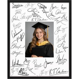 Eletecpro 16x20 Signable Picture Frame with Clear Acrylic Cover, Signature Photo Frame with Mat Display 8x10 Photo for Wall Mount, Wedding Guest Book Alternative, Graduation Decoration, Black