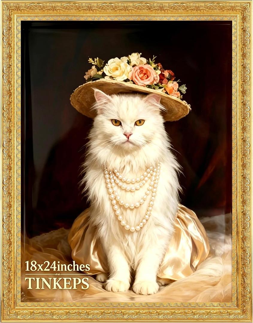 18x24 Ornate Gold Resin Poster Frame, Real Tempered Glass