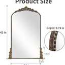Vintage Arched Mirror, 24"x 42"Antique Baroque Mirror Style Metal Beaded Frame for Entryway Hallway Living Room,Vintage Black