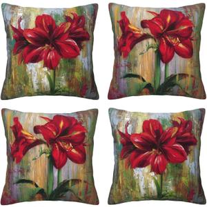 Flower Throw Pillow Covers Set of 4 Decorative Soft Double Sided Print Pillow Case Farmhouse Home Decor for Living Room Sofa Couch 18x18