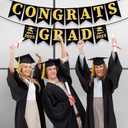 OHOME Graduation Decorations 2025 - Congratulations Banner - 2025 Graduation Party Decorations - Black Gold Congrats Grad Banner Party Supplies