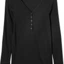 Amazon Essentials Women's Maternity Nursing Slim-Fit Henley Shirt (Black, L)
