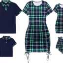 PATPAT Matching Family Outfits Mom and Me Matching Outfits Short Sleeve Round Neck Midi Shirt Dress (S)