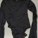 FeelinGirl Tummy Control Bodysuit for Women Long Sleeve Shapewear Thong Body Suit (X-Small-Small, Black)