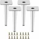 Silver Metal Furniture Legs Heavy Duty Straight Furniture Feet DIY Modern Replacement Legs for Cabinet Sofa Couch Chair-Set of 4 (Silver, 8")