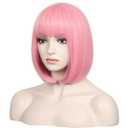 WildCos Short 12 Inches Straight Synthetic Cosplay Wig for Women (Light pink)