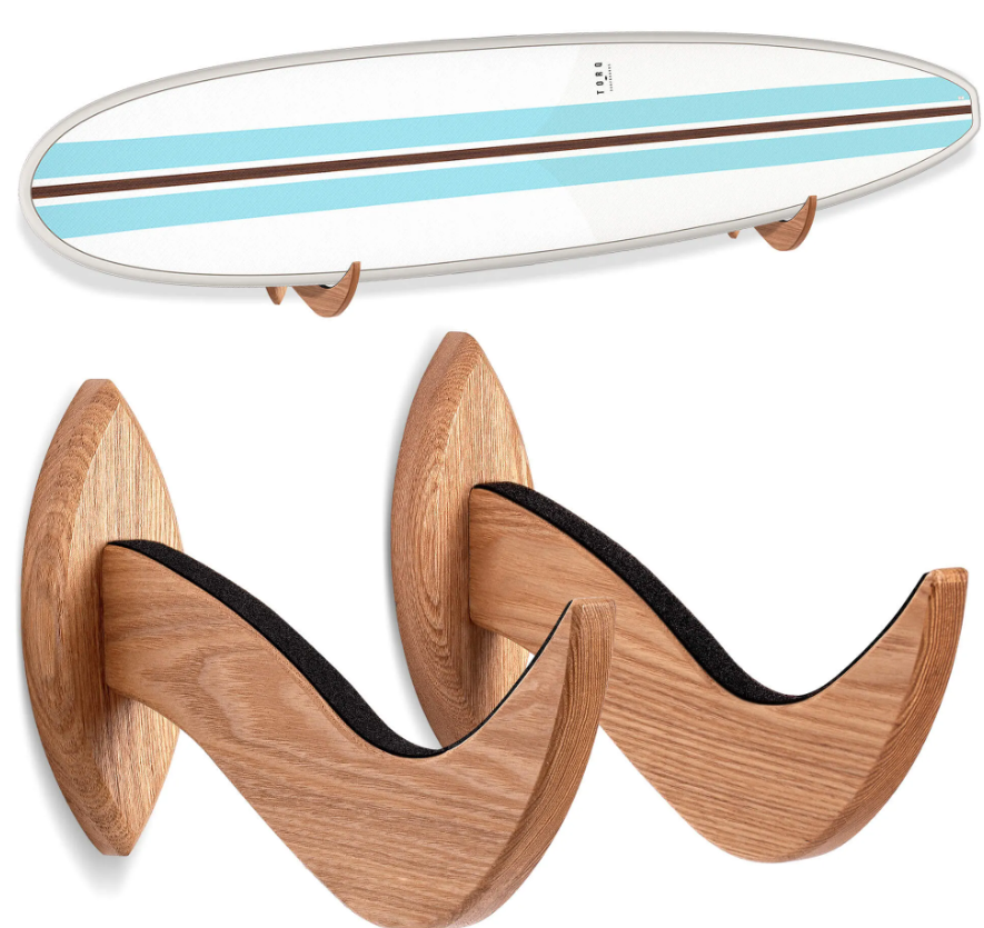 Hang 11 Surfboard Wall Mount  Surf Board Wall Hangers, Surfboard Mount, Beautiful Sustainable Wooden Rack, Perfect to Display Your Board, Surf Racks, Horizontal Hanger, Surfing Accessories (Clear)