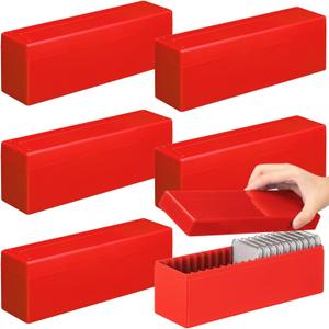 Wenqik 6 Pcs Plastic Coin Storage Box Case with 20 Slab Coin Holders - Collection Box for Collectors, Home, Office, Bank Supplies(Red)