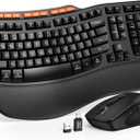 Ergonomic Wireless Keyboard and Mouse Combo, 2.4G Full Size Wave Key Board with Cushioned Palm Rest, Natural Typing, 3 DPI Adjustable Mouse, USB-A & C for Computer/Laptop/Mac/Tablet - Sablute MA31