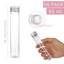 WOPPLXY 50 Pcs 65 ML Plastic Test Tubes with Caps, Plastic Candy Tubes with Screw Caps, Clear Bath Salt Tubes, Gumball Tube for Candy Bath Salts Spices Beads and Wedding Party Christmas Home Dcor