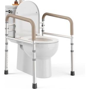 PELEGON Toilet Safety Rails (350 lb) - Adjustable Toilet Safety Frame & Rails, Toilet Safety Rail for Elderly Adults, Toilet Handles for Seniors, Toilet Bars for Elderly, Disabled & Handicap - Beige