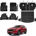 Floor Mats for Mazda CX-5 2017-2025, All Weather Floor Mats Trunk Cargo Liner with Backrest Protectors and Door Sill Guards Accessories, Full Coverage Set