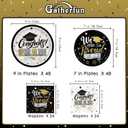 Graduation Decorations 2026 Black and Gold Grad Party Supplies with Disposable Dinner Plates, Dessert Plates and Napkins for 48 Guests - Graduation Party Decorations