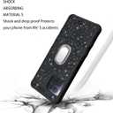 Generic for T-Mobile Revvl 7 Pro 5G Case [with Tempered Glass Screen Protector][Mirror Ring][Glitter powder] Compatible with T-Mobile Revvl 7 Pro 5G leather Phone Case Cover SF-H, CSK-Black