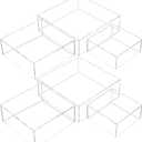 Sintuff 6 Pcs Acrylic Box Nesting Display Box Risers for Display 5 Sided Clear Stand Transparent Cases with Hollow Bottoms for Cake Table Food Dessert Collectibles