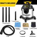 STANLEY 4 Gallon Wet Dry Vacuum, 4 Peak HP Stainless Steel 3 in 1 Shop Vacuum Blower with Powerful Suction, Vacuum for Job Site, Garage, Basement, Workshop, Top Handle, Portable Wet Dry Vac SL18301-4B