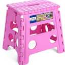 ACKO Folding Step Stool - 13 inch Height Premium Heavy Duty Foldable Stool for Kids and Adults, Kitchen Garden Bathroom Stepping Stool (Pink)