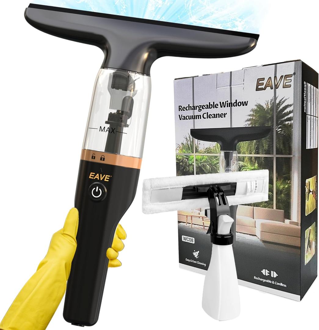Rechargeable Window Vac, Electric Window Vacuum Squeegee, with 11 in. Squeegee Blade, Cordless Window Vacuum Cleaner Set for Cleaning Windows, Shower Doors, Mirrors, Tiles