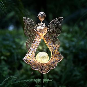 KAIXOXIN LEDs Solar Stake Lights for Garden Metal Warm White, Memorial Gift - Perfect as Remembrance & Sympathy Gifts (Angel-Bronze) (Angel)
