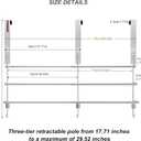 Over The Door Towel Rack, 304 Stainless Steel Towel Racks for Bathroom with 3-Tier Adjustable Pole, 2 Punch-Free Screw Stickers, 22.83 * 17.71-29.52 * 6.14 Inch, Silver