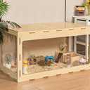 Wooden Hamster Cage Small Animals House, Durable and Spacious Acrylic Hutch with Opening Top and Air Vents, Ideal for Dwarf Hamster, Guinea Pig, Chinchilla