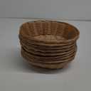 12 Pcs Oval Small Plastic Bread Basket, Wicker Basket for Serving 2.36x9x6.7 Inch Woven Food Storage Basket, Fruit Basket, Gift Basket (Comes with Food Blotting Sheets) Brown (12Pcs Oval Small)