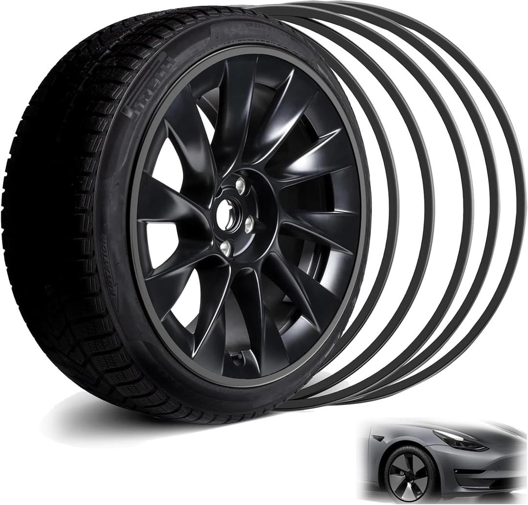 Rim Protector, 21" Wheel Protection Ring, Wheel Rim Protector with Aluminium Alloy Material, Strips for Curb Rash Prevention, Wheel Accessories for All Cars, Trucks, SUVs and Tesla All Models, 4PCS (BLACK)