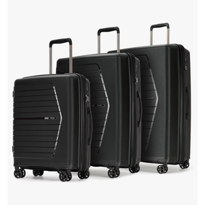 Luggage Sets 3 Piece Expandable Suitcase Set, PP Hardshell Suitcase with Spinner Wheels, Lightweight Carry On Luggage with TSA Lock, Black, OD-PP-7015