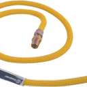 Eastman 60 Inch x 1/2 Inch OD Flexible Gas Line Connector with (2) 1/2 Inch MIP Fitting Ends for Natural Gas and Liquid Propane, Stainless Steel, Yellow, 20YE505060B