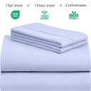 LuxClub 4 PC Sheet Set Bed Sheets Deep Pockets 16" Eco Friendly Wrinkle Free Cooling Machine Washable Hotel Bedding Silky Soft - Sky Blue King