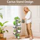 LASZOLA Black 5 Tiered Plant Stand Indoors Heavy Duty Metal Rack, Sturdy Multi Level Shleving Hold Flowers, Larger House Decorate Ladder for Planting Inside Tree Herb Cactus, Wooden Base, Space Saving