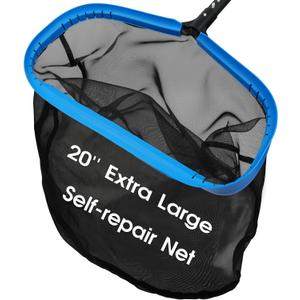 20'' Self-Repair Pool Skimmer Net Pool Cleaning Net with Heavy Duty Nylon Mesh, Aluminum Frame, Deep Debris Bag, for Above Ground Pool In-ground Pool Leaf Rake Net (Without Pole)