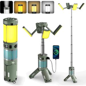 Telescopic Camping Lights, Rechargeable Camping Lights with Stand,12000mAh Collapsible Camping Lanterns, Magnetic Base Portable Flashlights IPX5 Waterproof for Camping,Hiking,Emergency Use