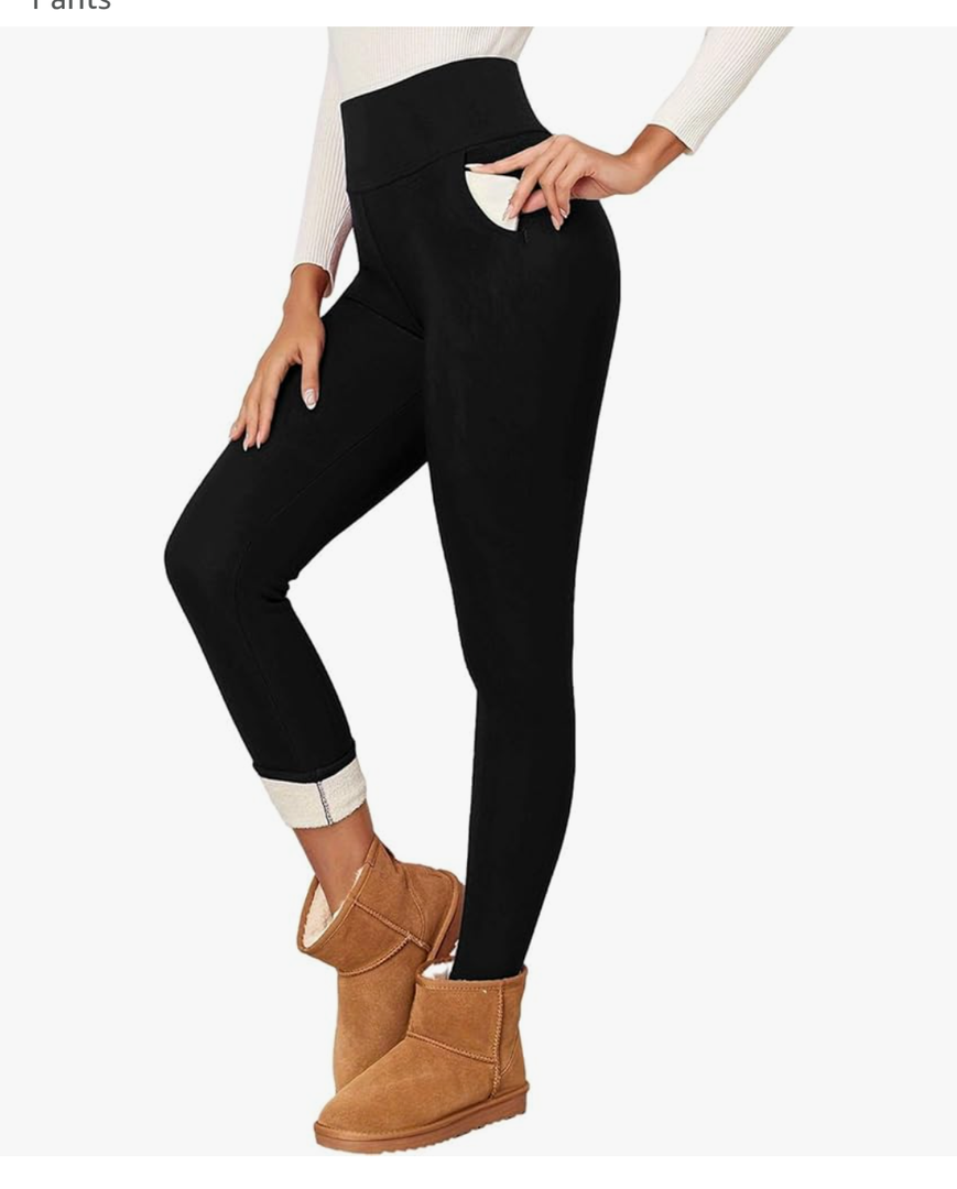 Fleece Lined Leggings Women Thick Winter Warm Thermal High Waisted Black Leggings Tummy Control Workout Yoga Pants M