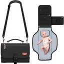 Portable Diaper Changing Pad with Shoulder Strap, Detachable Travel Changing Pad with Baby Wipes Pocket, Gifts for Baby Shower, Newborn Girls and Boys (Black)