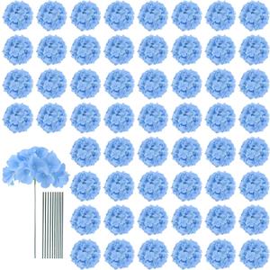 AVIVIHO 65pcs Blue Hydrangea Artificial Flowers Bulk (Not Squished, No Steaming Need) Silk Flowers with Stems Fake Flowers for Wedding Decor,Home,Baby Shower,Table Centerpieces Decoration