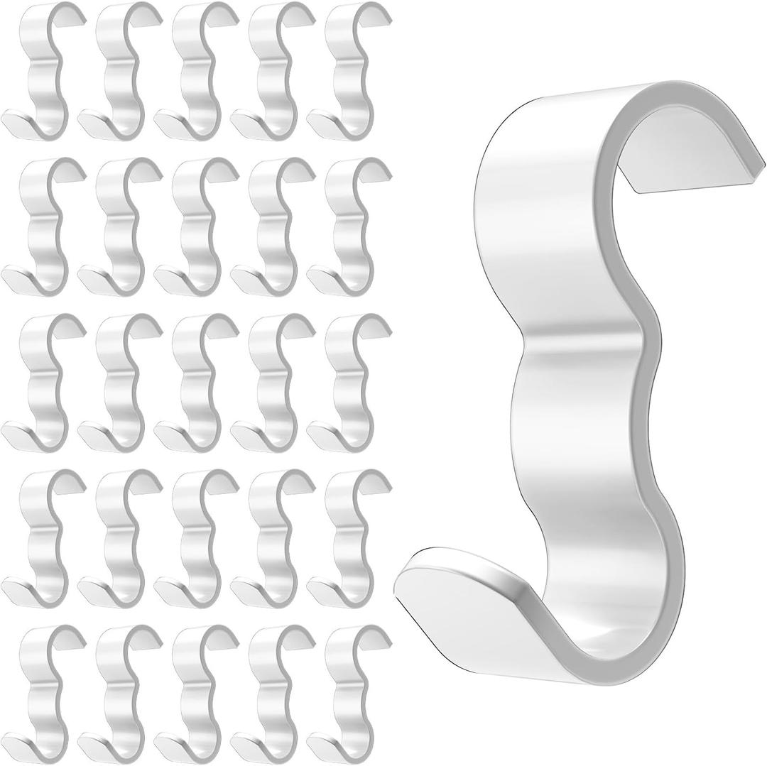 25 Pack Picture Rail Hooks, Metal Picture Rail Hangers for Art Hanging System, Molding Hooks for Picture Hanging, Supports up to 25 lbs, White