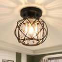 Hallway Ceiling Light fixtures,Flush Mount Ceiling Light Fixture E26 Ceiling Lighting with Crystal Small Chandelier Indoor Lighting for Foyer Entryway Bedroom Bathroom Closet Living Room (Black 1)