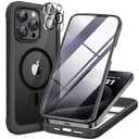 Miracase Magnetic for iPhone 15 Pro Max Case 6.7'' [Compatible with Magsafe] Full-Body Drop Proof Bumper Phone Case for iPhone 15 Pro Max with Built-in 9H Tempered Glass Screen Protector,Black, (Only Case)