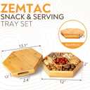 Snack and Serving Tray Set 13" Divided Bamboo Appetizer Platter for Dry Fruit, Nuts, Cheese and Charcuterie (Bamboo, 13"x11")
