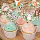49Pcs Baby Shower Cupcake Toppers - Animal Cupcake Toppers Woodland Animals Baby Shower